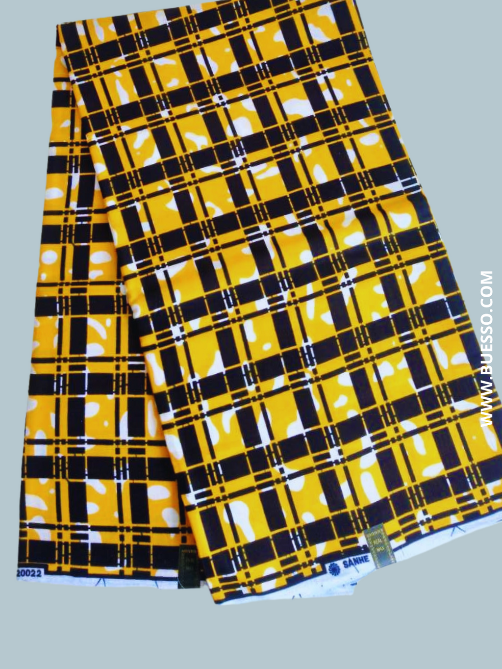 Pagne WAX JAUNE motifs carreaux