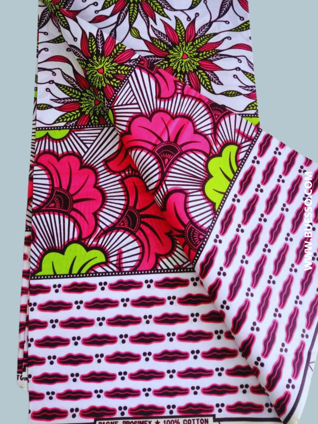 Pagne WAX ROSE motif FLEUR DE MARIAGE