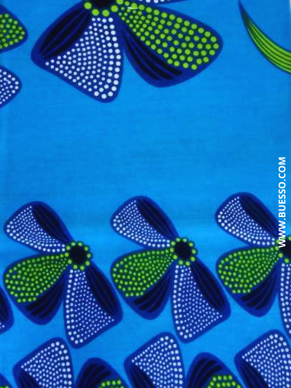 Pagne WAX BLEU TURQUOISE motifs fleurs