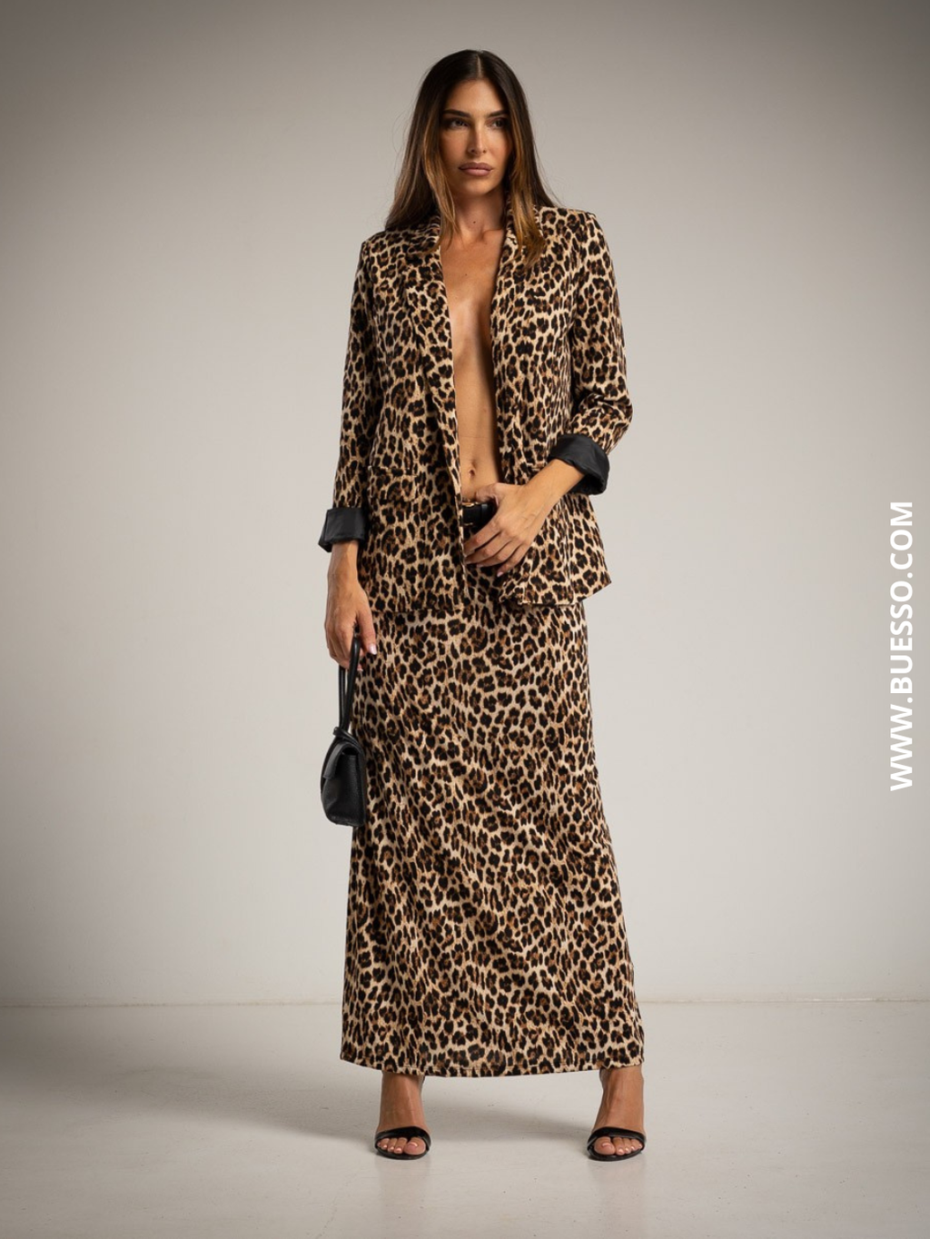 Blazer léopard élégant col tailleur