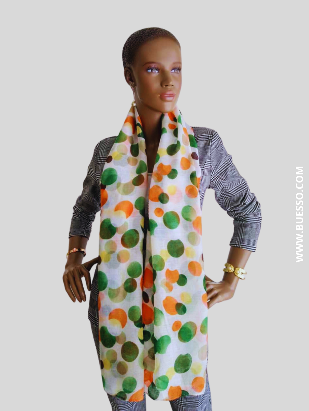 Foulard imprimé à pois VERT & ORANGE