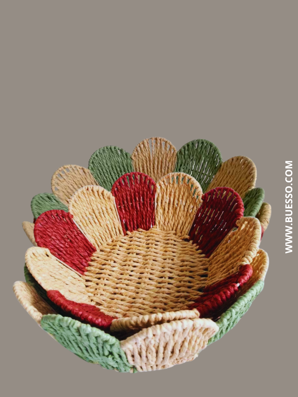 Panier tressé rond ROUGE