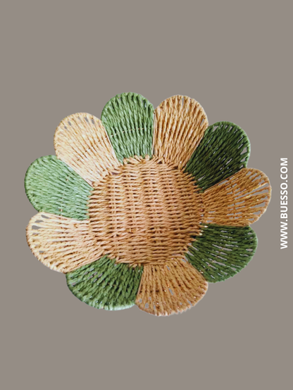 Panier tressé rond VERT