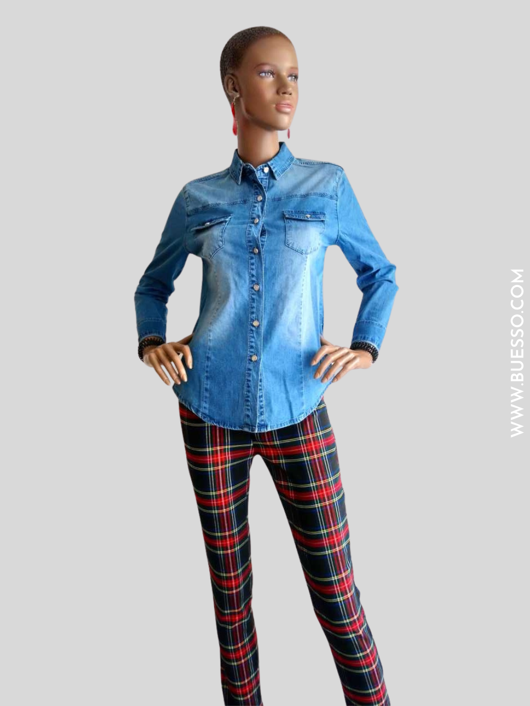 Pantalon à carreaux écossais ROUGE/NOIR femme