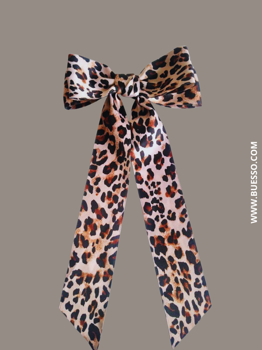 Barrette imprimée léopard avec nœud
