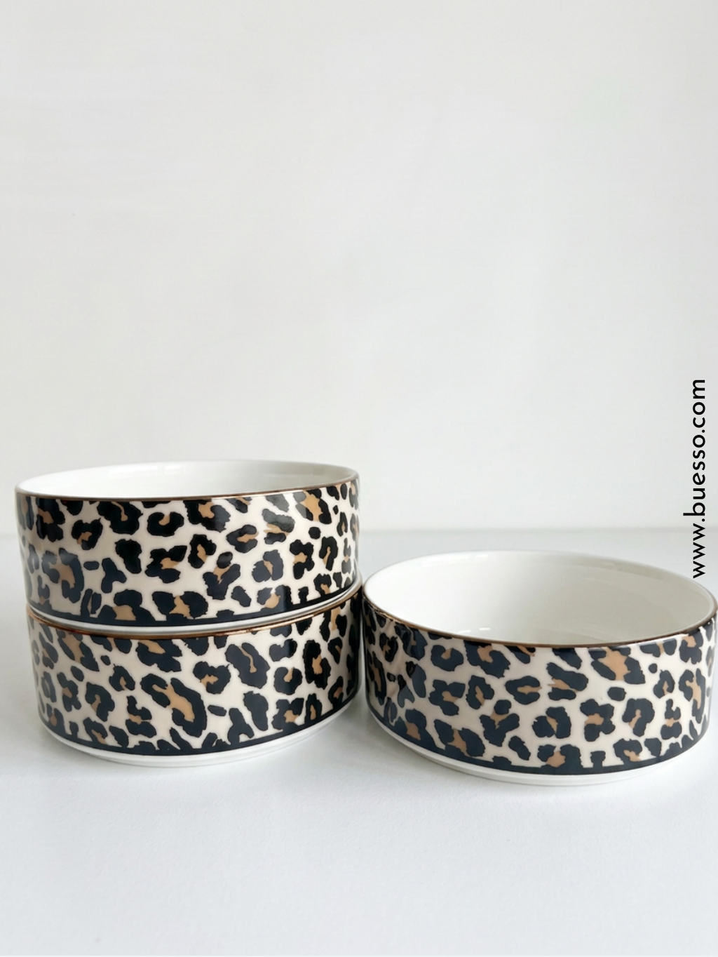 Bol léopard sablé en porcelaine avec liséré doré