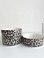 Bol léopard sablé en porcelaine avec liséré doré