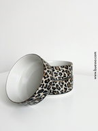 Bol léopard sablé en porcelaine avec liséré doré