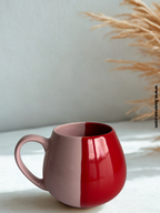 Tasse bicolore rouge et rose avec anse colorée - 42 cl