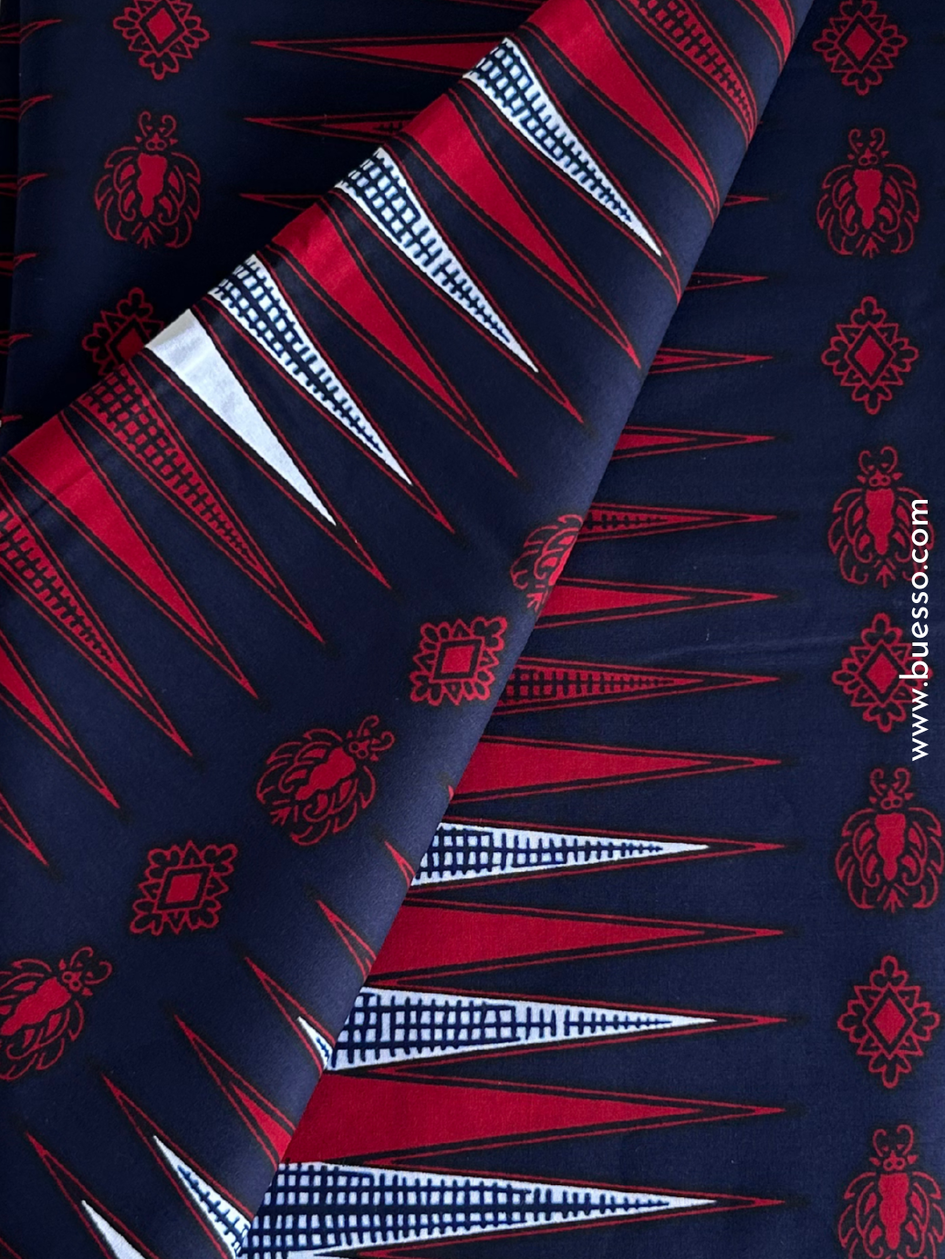 Pagne Wax Atchué bleu & rouge bordeaux