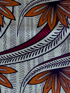Pagne wax beige aux motifs floraux jaunes