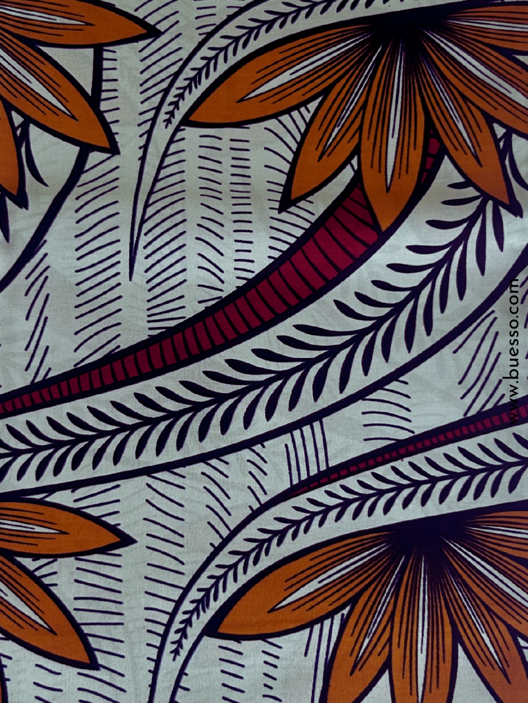 Pagne wax beige aux motifs floraux jaunes