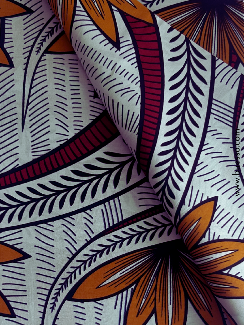 Pagne wax beige aux motifs floraux jaunes