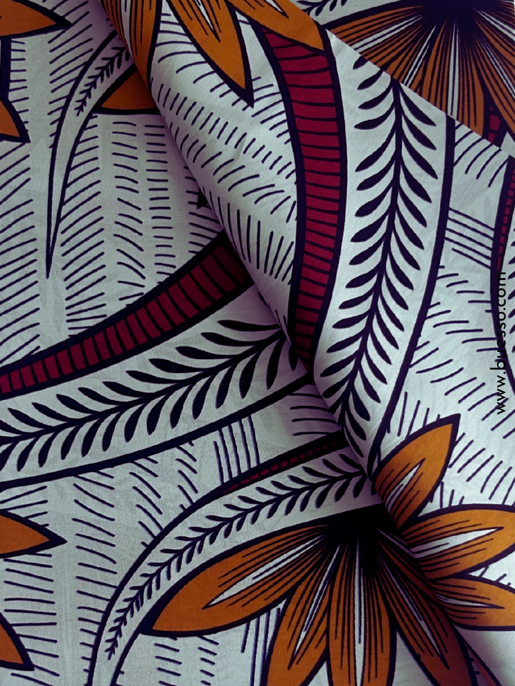 Pagne wax beige aux motifs floraux jaunes