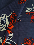 Pagne wax bleu motifs feuilles de papaye en coton