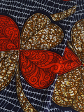 Pagne wax bleu motifs feuilles en forme de coeur en coton