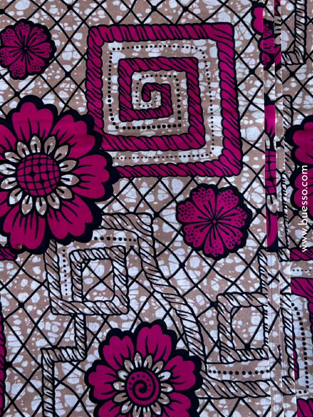 Tissu Wax coton Motif « Fleurs Violettes »