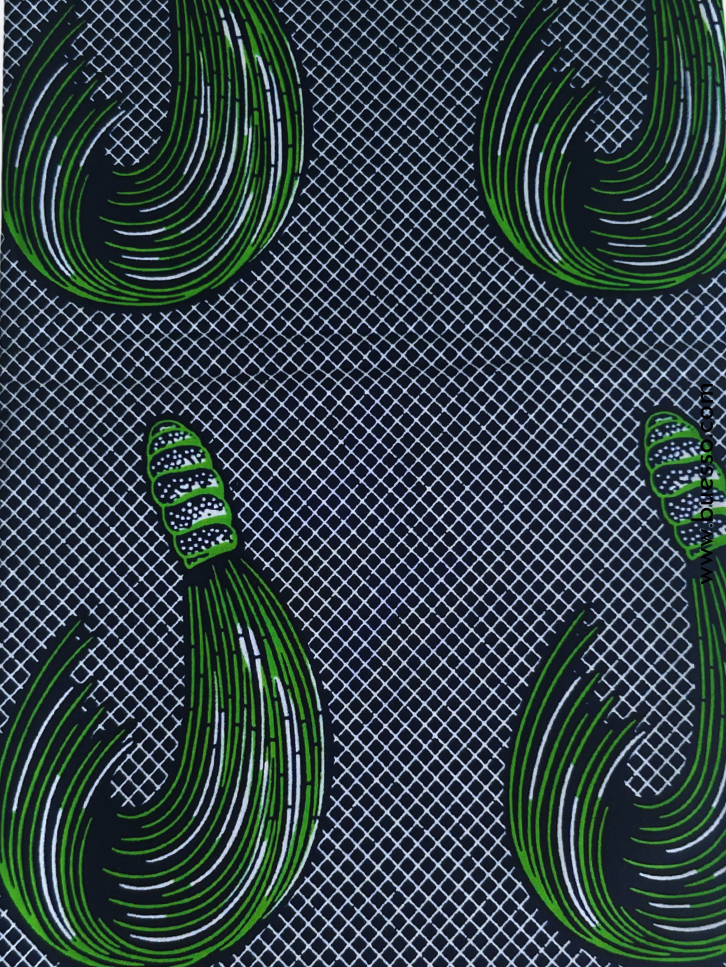 Pagne wax vert motif balai en coton