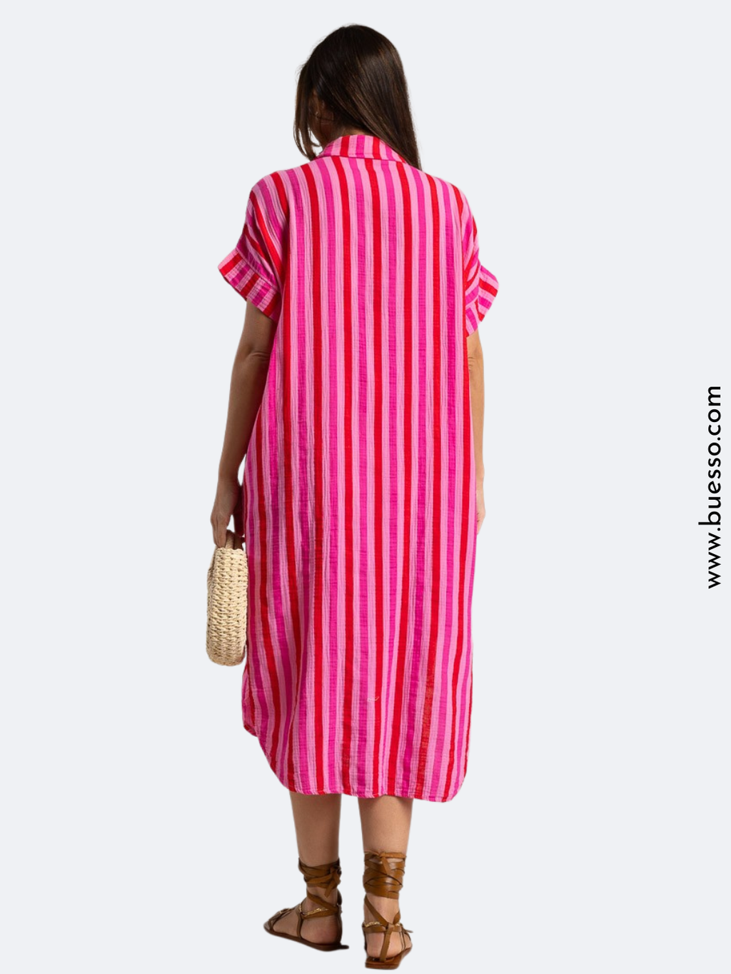 Robe chemise oversize à rayures ROUGES | Réveiller l'éclat naturel de votre teint