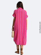 Robe chemise oversize à rayures ROUGES | Réveiller l'éclat naturel de votre teint