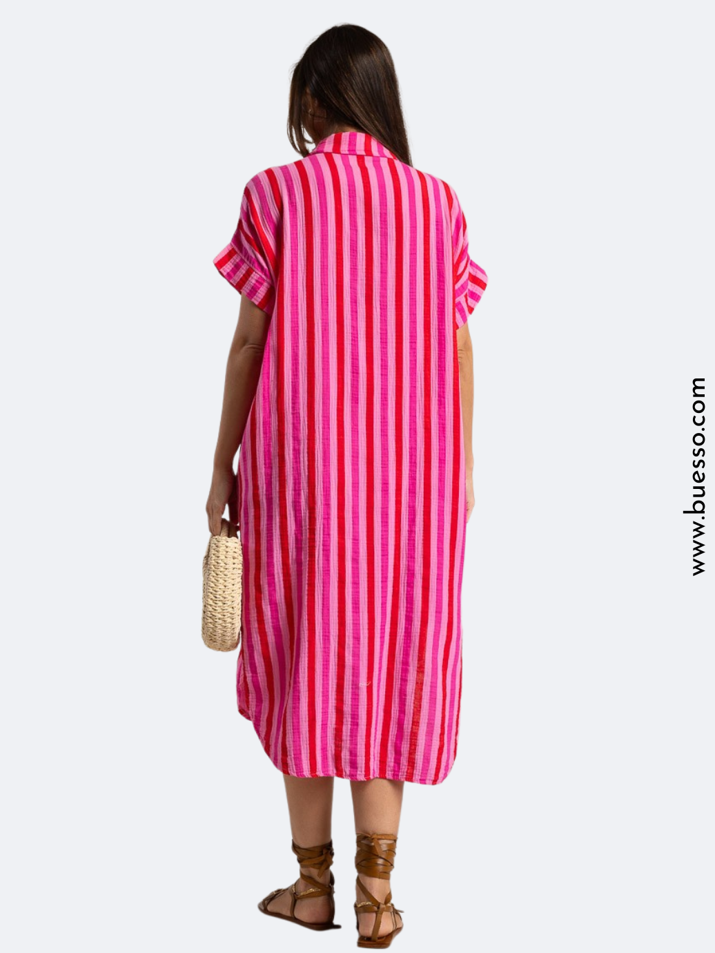 Robe chemise oversize à rayures ROUGES | Réveiller l'éclat naturel de votre teint