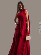 Robe drapée à bretelles GRENAT pour galas prestigieux & soirées