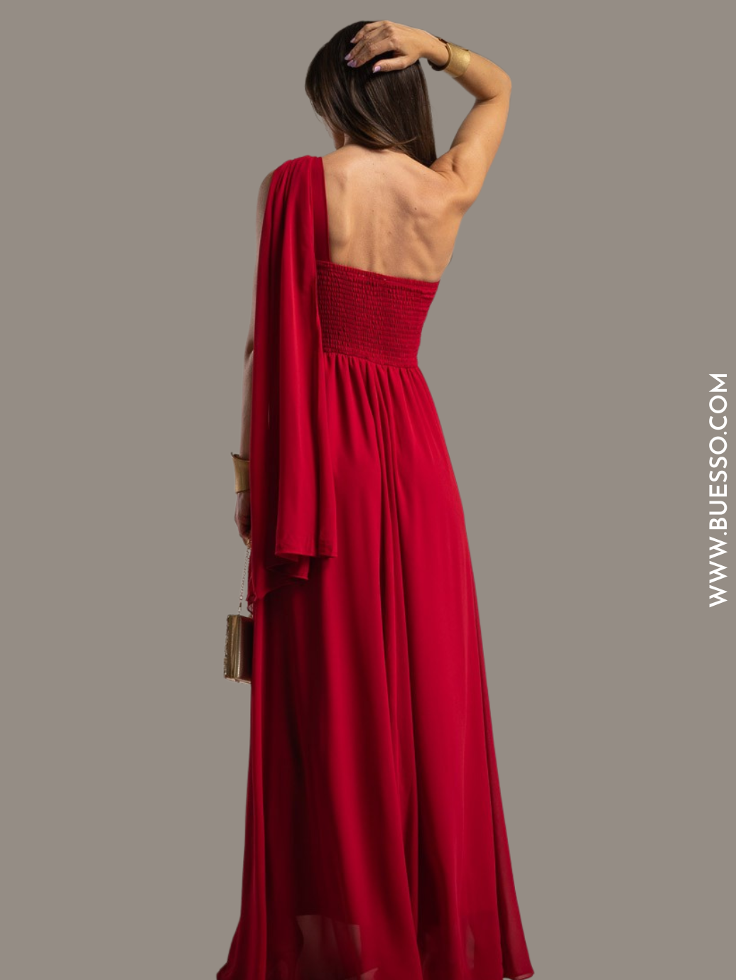 Robe drapée à bretelles GRENAT pour galas prestigieux & soirées