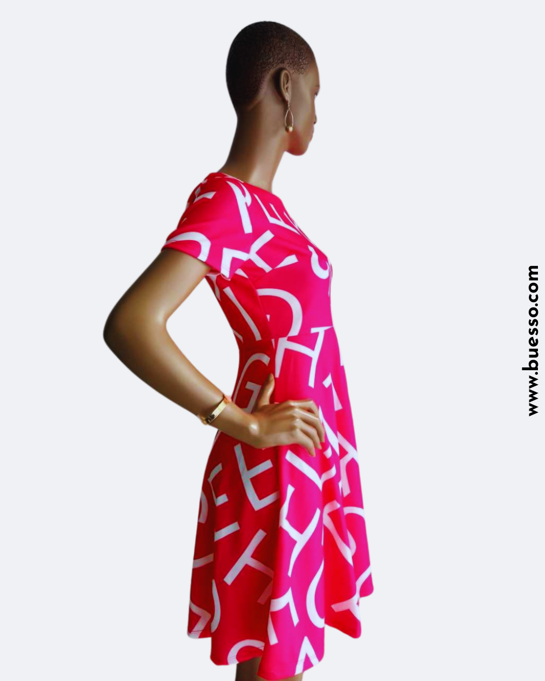 Robe femme rose fuchsia imprimée Alphabet à effet bonne mine