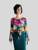 Robe crayon VERTE imprimée à fleurs