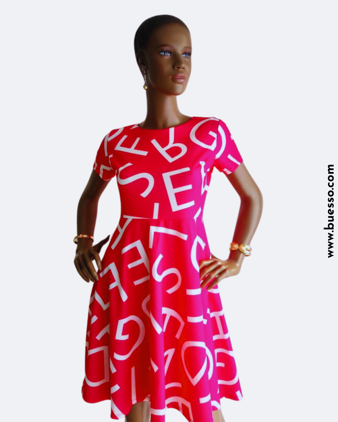 Robe femme rose fuchsia imprimée Alphabet à effet bonne mine