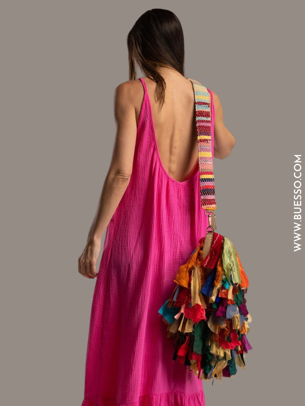 Robe femme rose fuchsia en coton