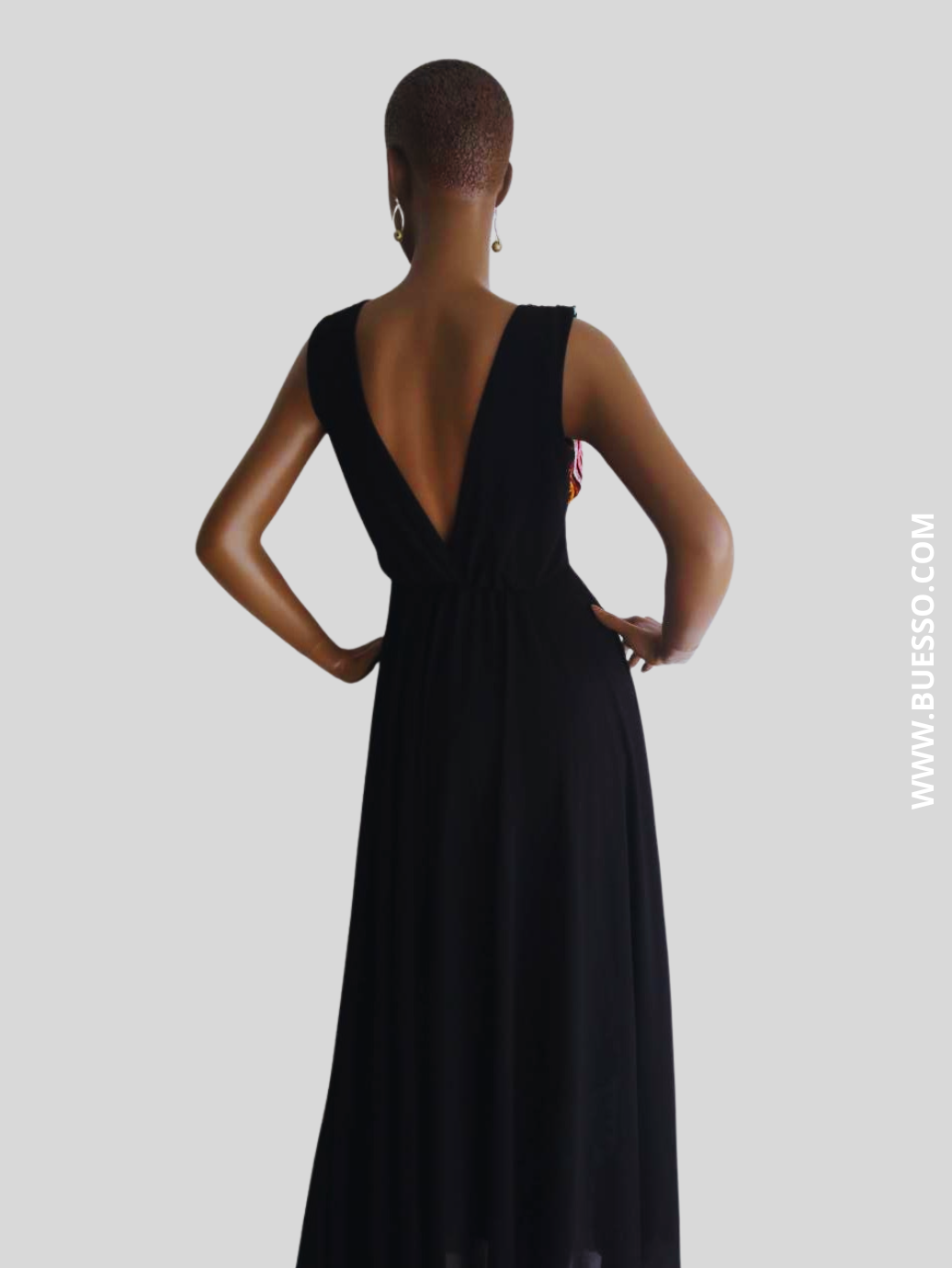 Robe noire élégante longue à paillettes femme