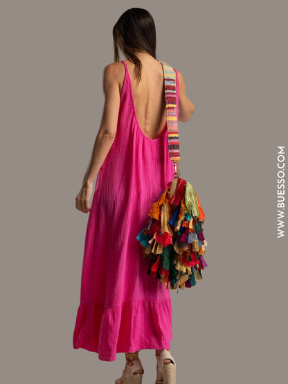 Robe femme rose fuchsia en coton