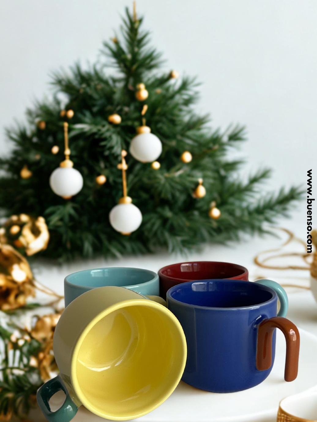 Set de 4 tasses à expresso multicolores avec anses colorés
