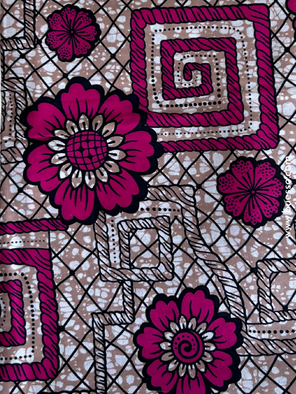 Tissu Wax coton Motif « Fleurs Violettes »