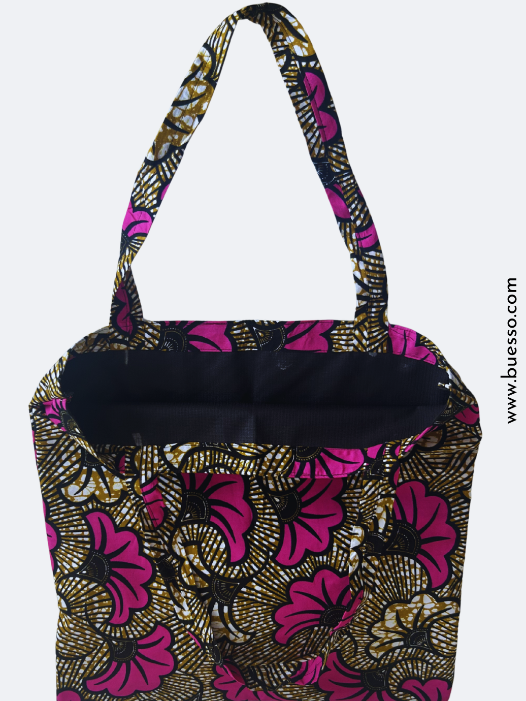 Tote bag en Wax FLEUR DE MARIAGE rose fuchsia 