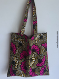 Tote bag en Wax FLEUR DE MARIAGE rose fuchsia 