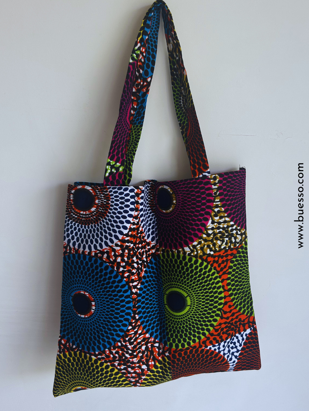 Tote bag en Wax multicolore motif disque