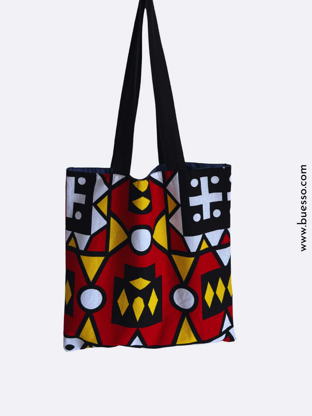 Tote bag en WAX Samakaka rouge et noir fait main