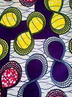 Pagne SUPER TOP WAX, motifs colorés JAUNES/VIOLETS