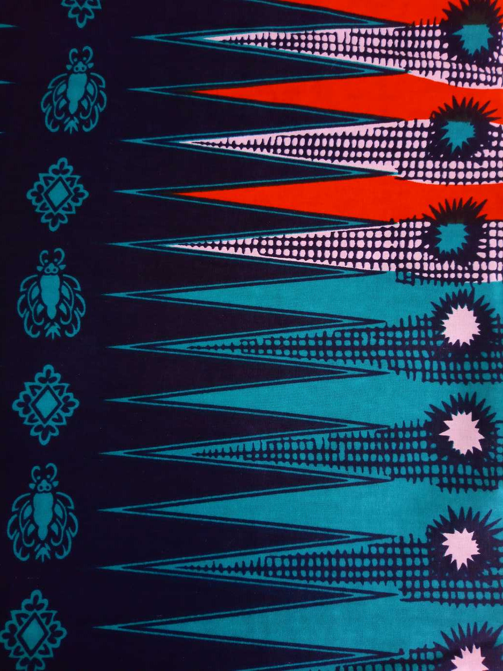 Pagne WAX BLEU CANARD & ORANGE