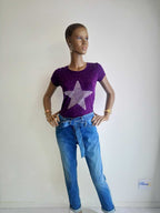 BUESSO - T-shirt VIOLET en coton avec strass