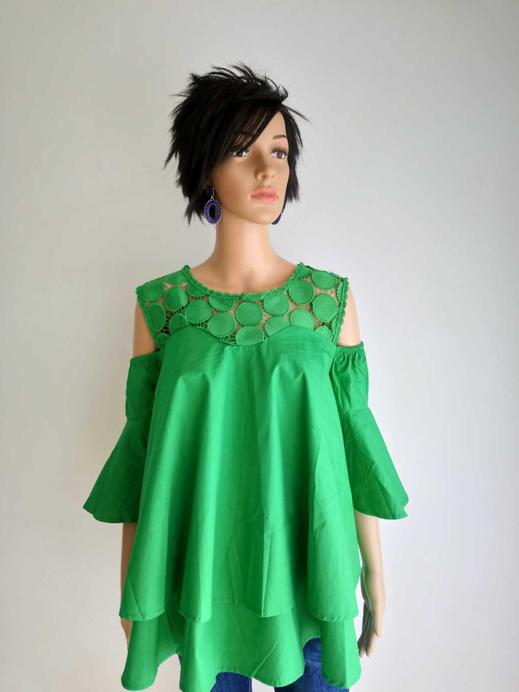 Buesso - Blouse en dentelle VERTE