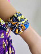 Buesso - Bracelet fait main en pagne WAX jaune/marron pour femmes
