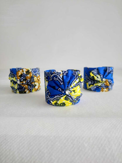 Buesso - Bracelet fait main en pagne WAX jaune/marron pour femmes