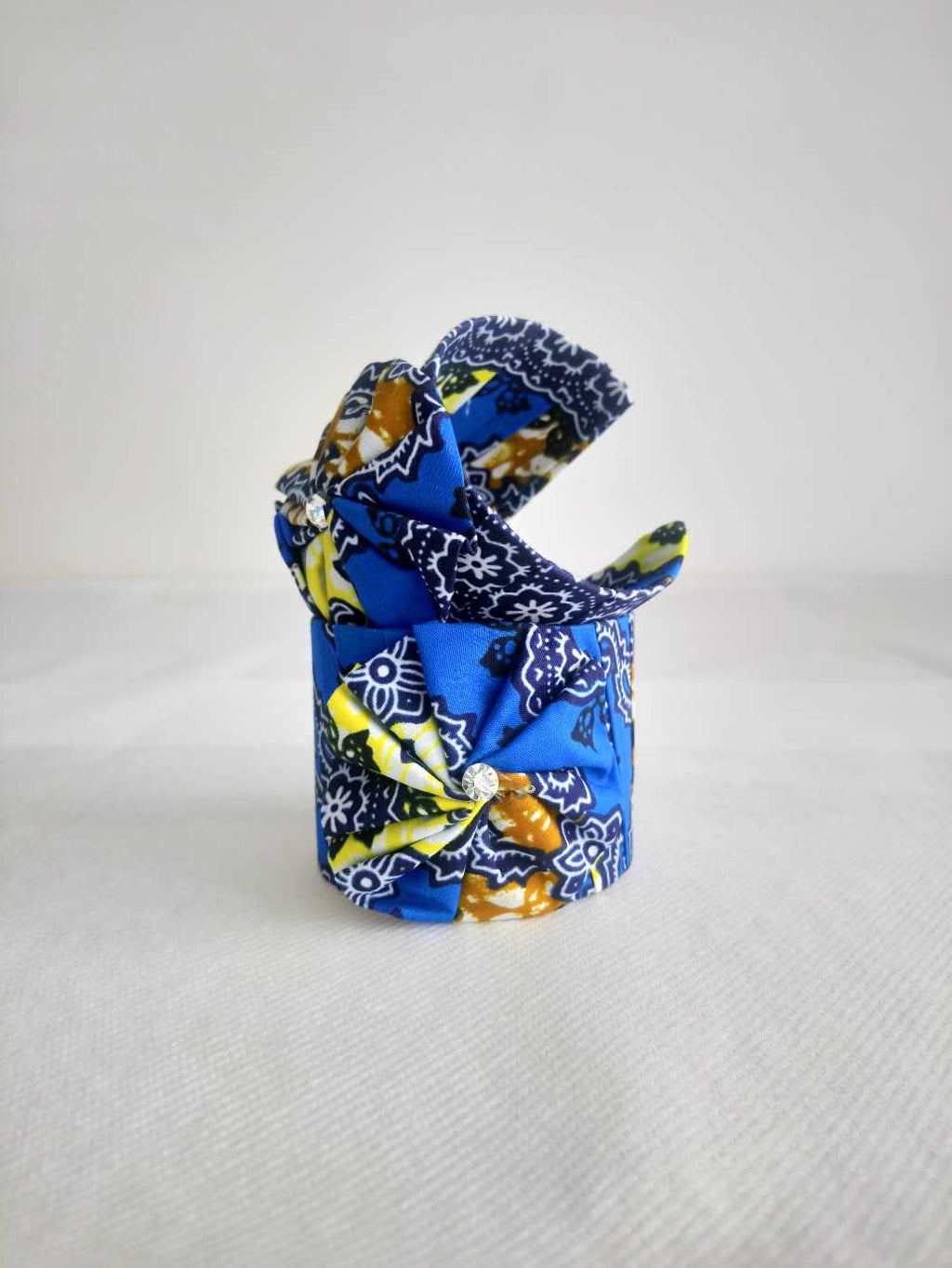 Buesso - Bracelet fait main en pagne WAX bleu pour femmes