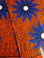 Pagne WAX ORANGE/BLEU